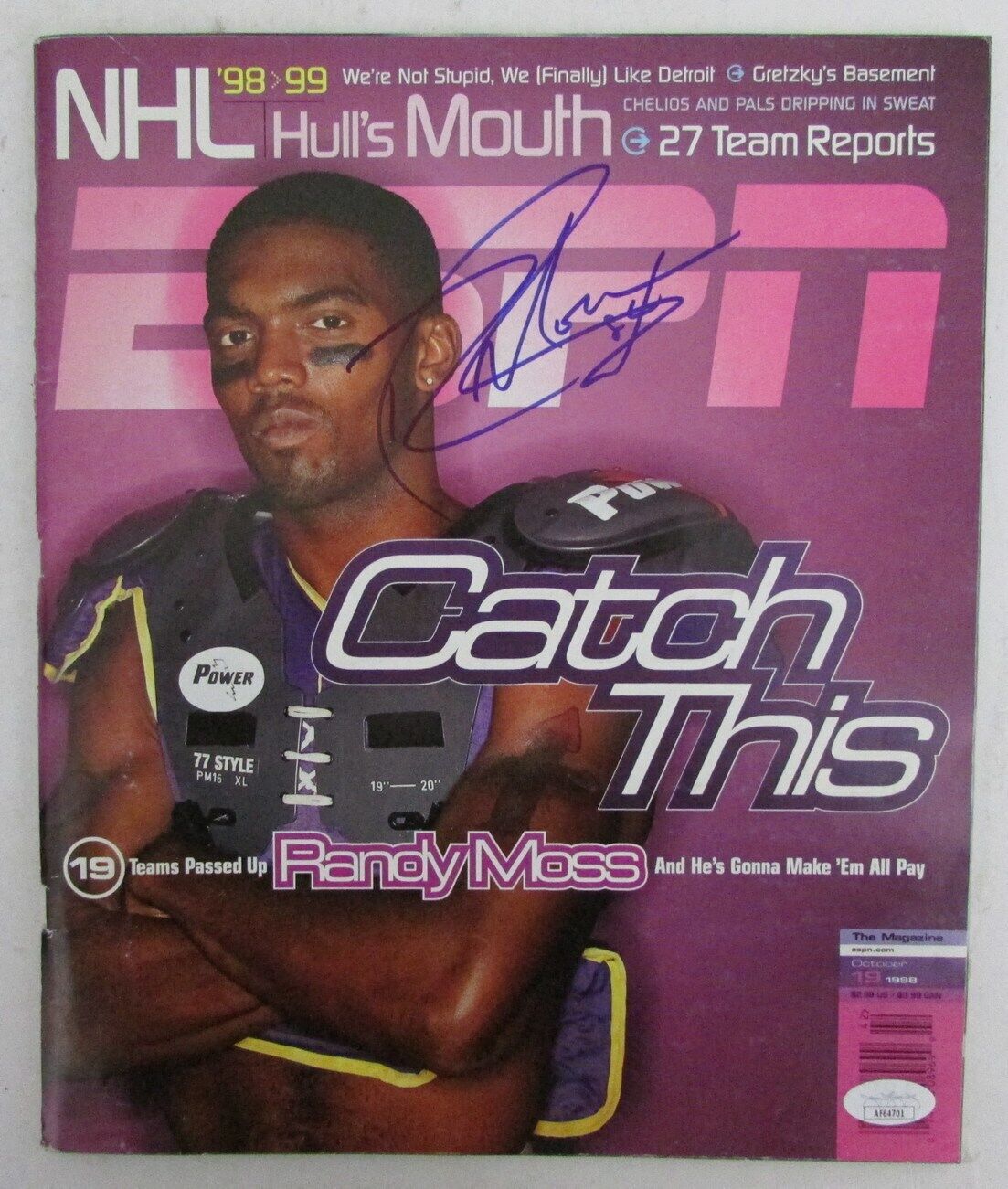 Randy Moss HOF Autographed 1998 ESPN Magazine Minnesota Vikings JSA