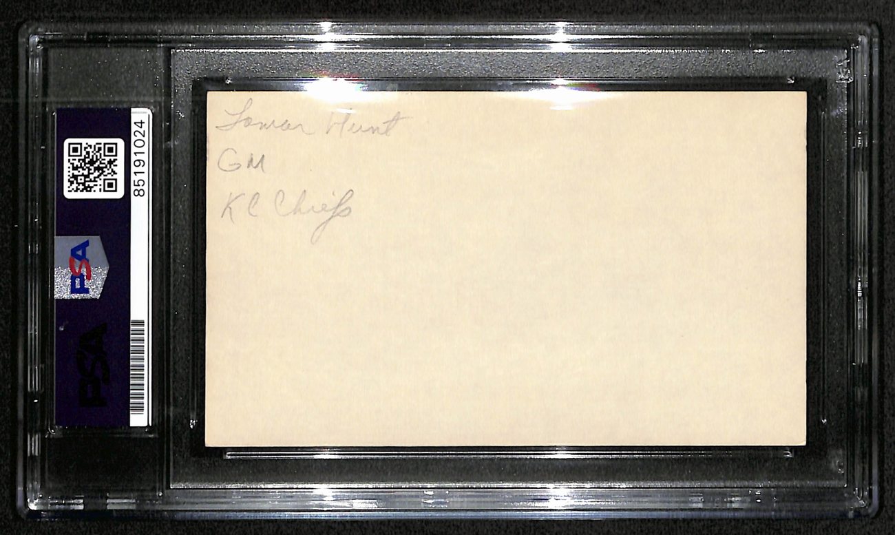 Lamar Hunt HOF Signed/Auto 3x5 Index Card Kansas City Chiefs PSA/DNA 187447