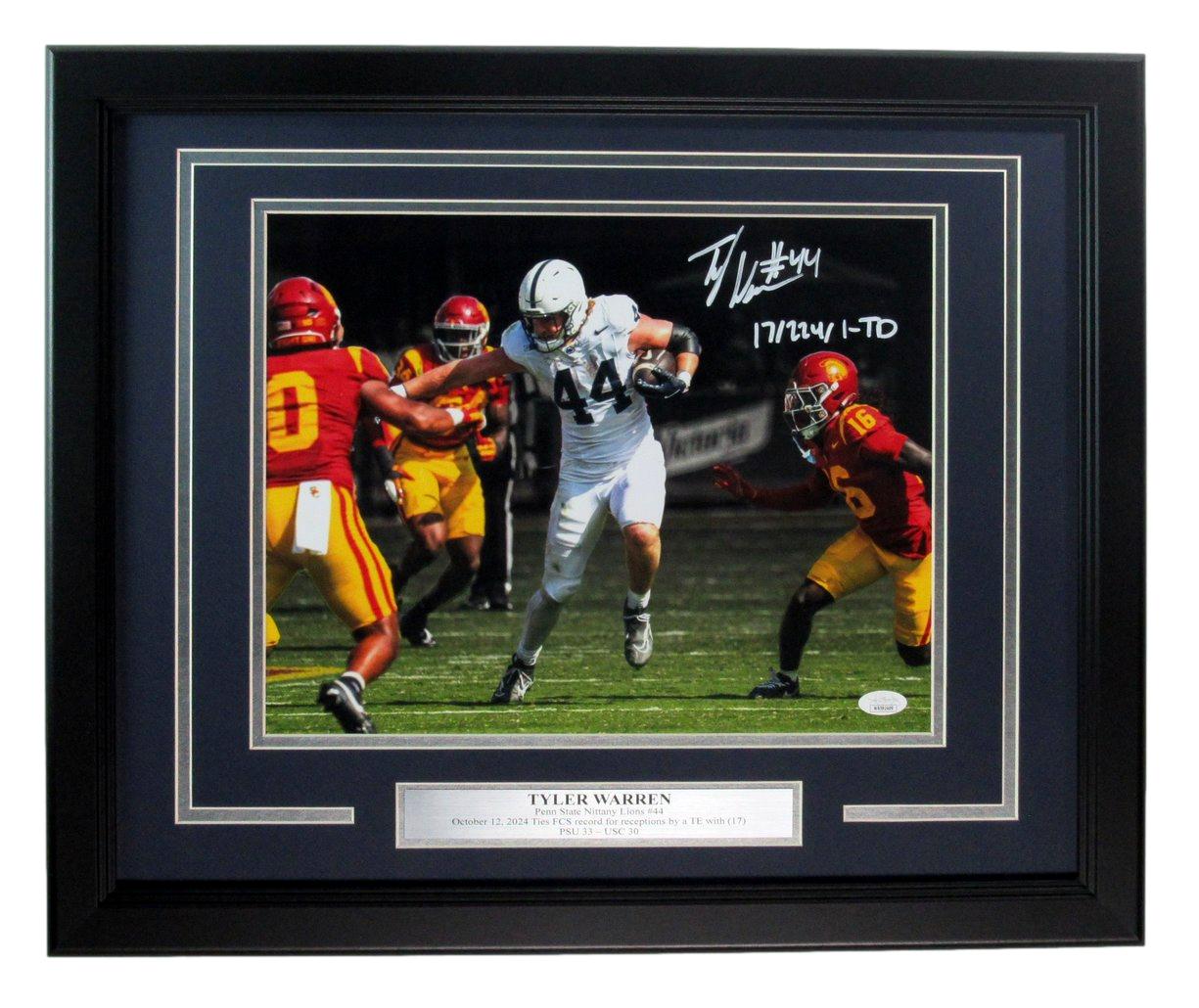 Tyler Warren Signed/Inscribed 11x14 Photo Penn State vs. USC Framed JSA 192128