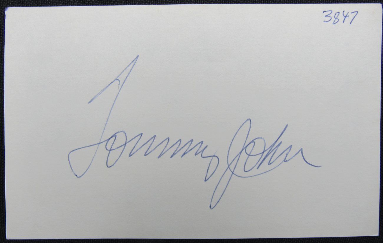 Tommy John Los Angeles Dodger Signed/Autographed 3x5 Index Card