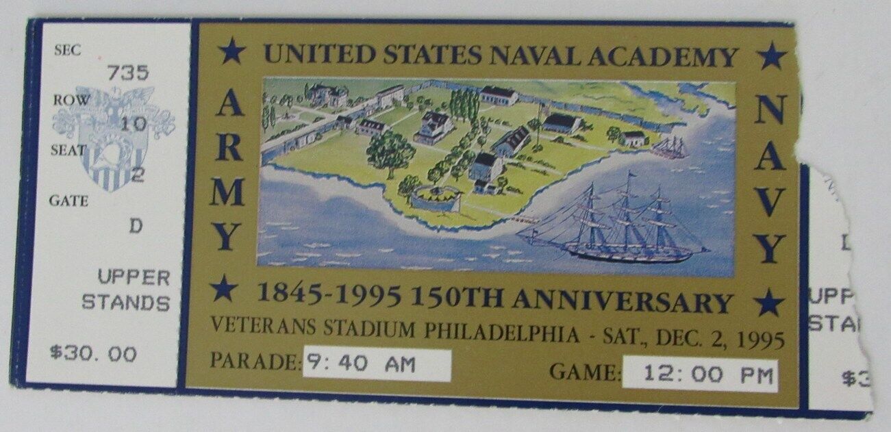 1995 Army vs. Navy College Football Game Ticket Stub at Veteran's Stadium