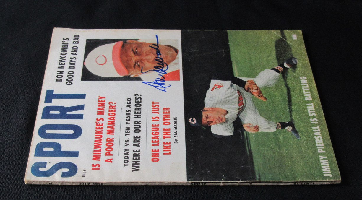 Don Newcombe Signed/Auto July 1959 SPORT Magazine Cincinnati Reds JSA 187282