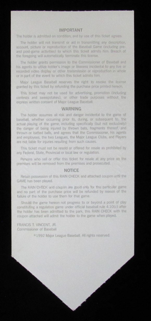 July 14, 1992 MLB All Star Game Ticket Stub Jack Murphy Stadium San Diego 190131