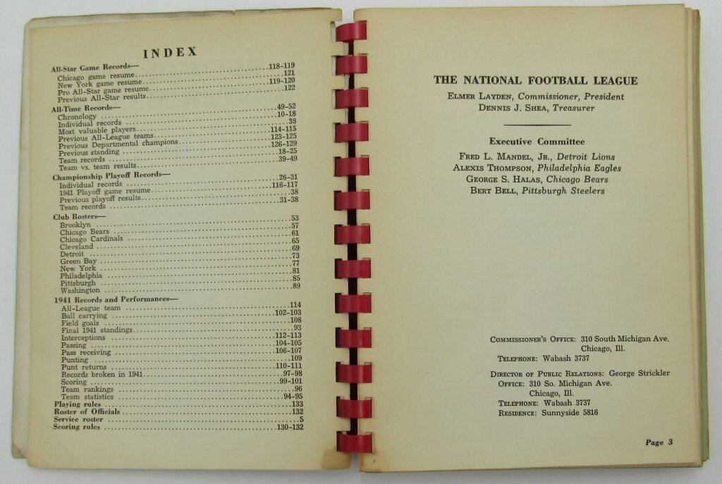 1942 NFL Records & Rules Manual Original 128235