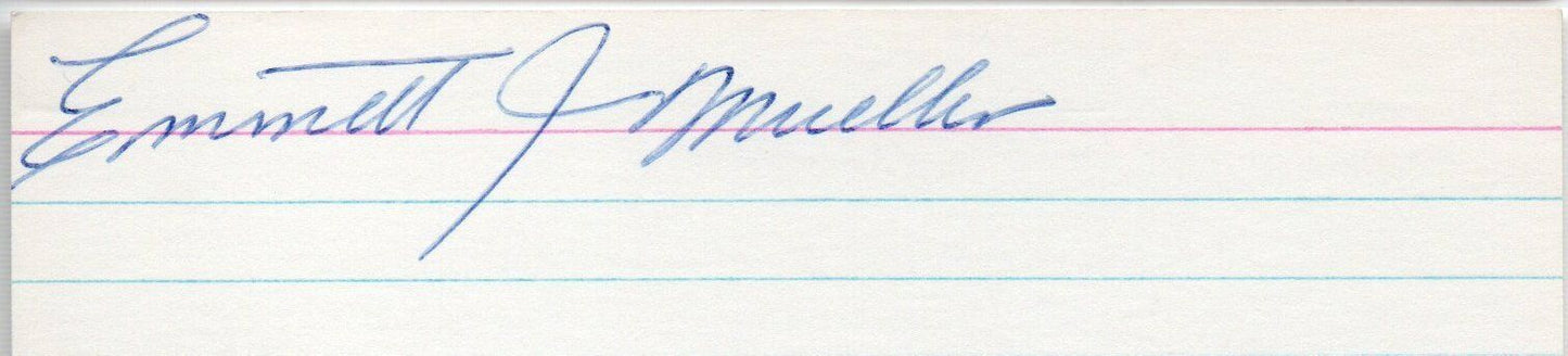 Lot of 4 Emmett Mueller d.1986 Phil. Phillies Signed 3x5 Index Cards 145385