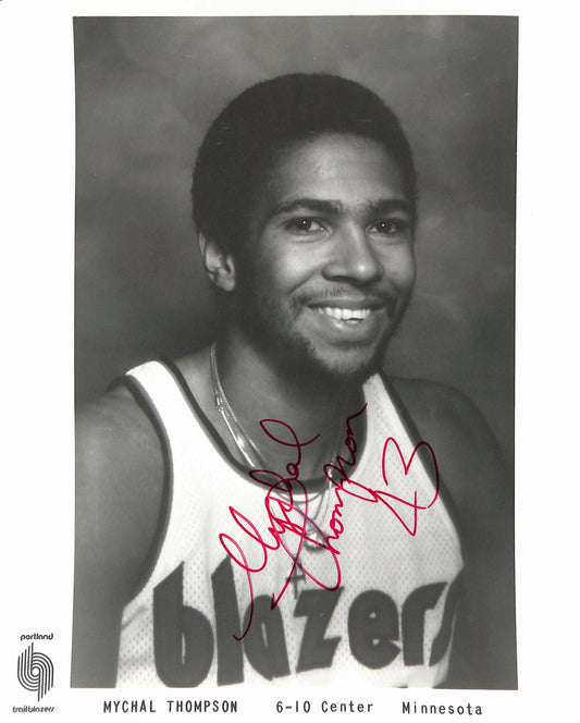 Mychal Thompson Trailblazers Vintage Team Issued Signed/Auto 8x10 Photo 189121