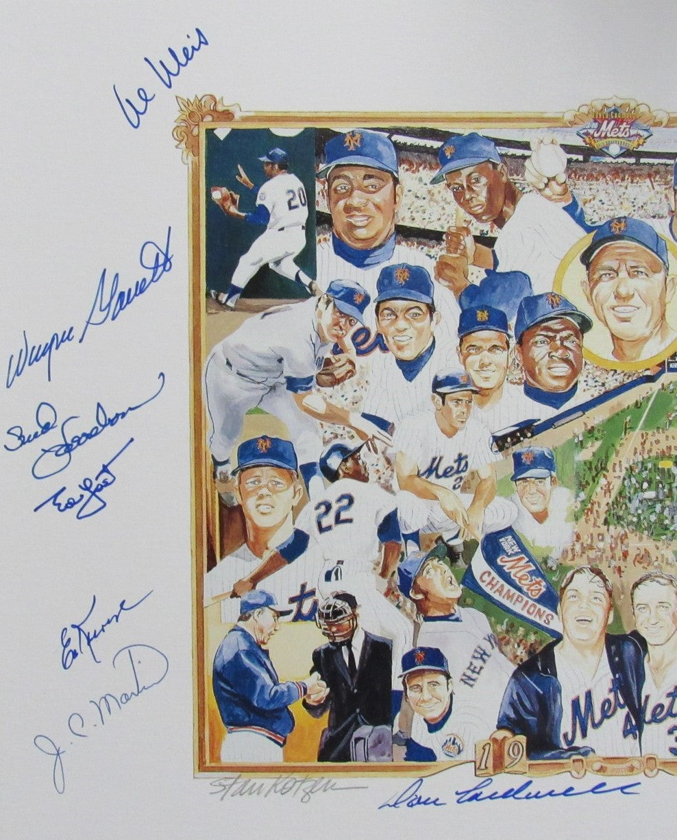 1969 Mets Team Signed (17) 11x14 Kotzen Litho Print WS Champions 187333