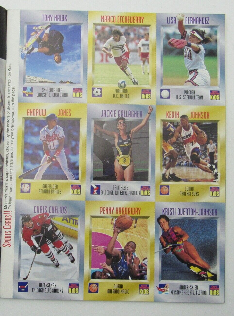 1997 Sports Illustrated for Kids Ryan/Aaron/Henderson/Hawk Uncut Sheet 159386