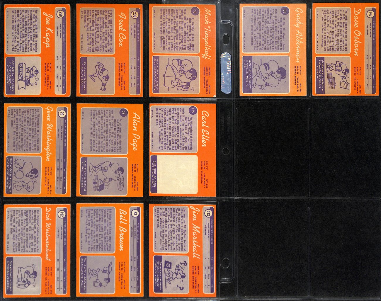 1970 TOPPS Football Vikings Complete Team Set (11/11) Cards Alan Page RC 189260