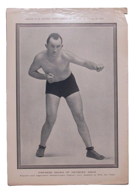 1914 National Police Gazette Magazine Freddie Hicks 11x15 Supplement Poster