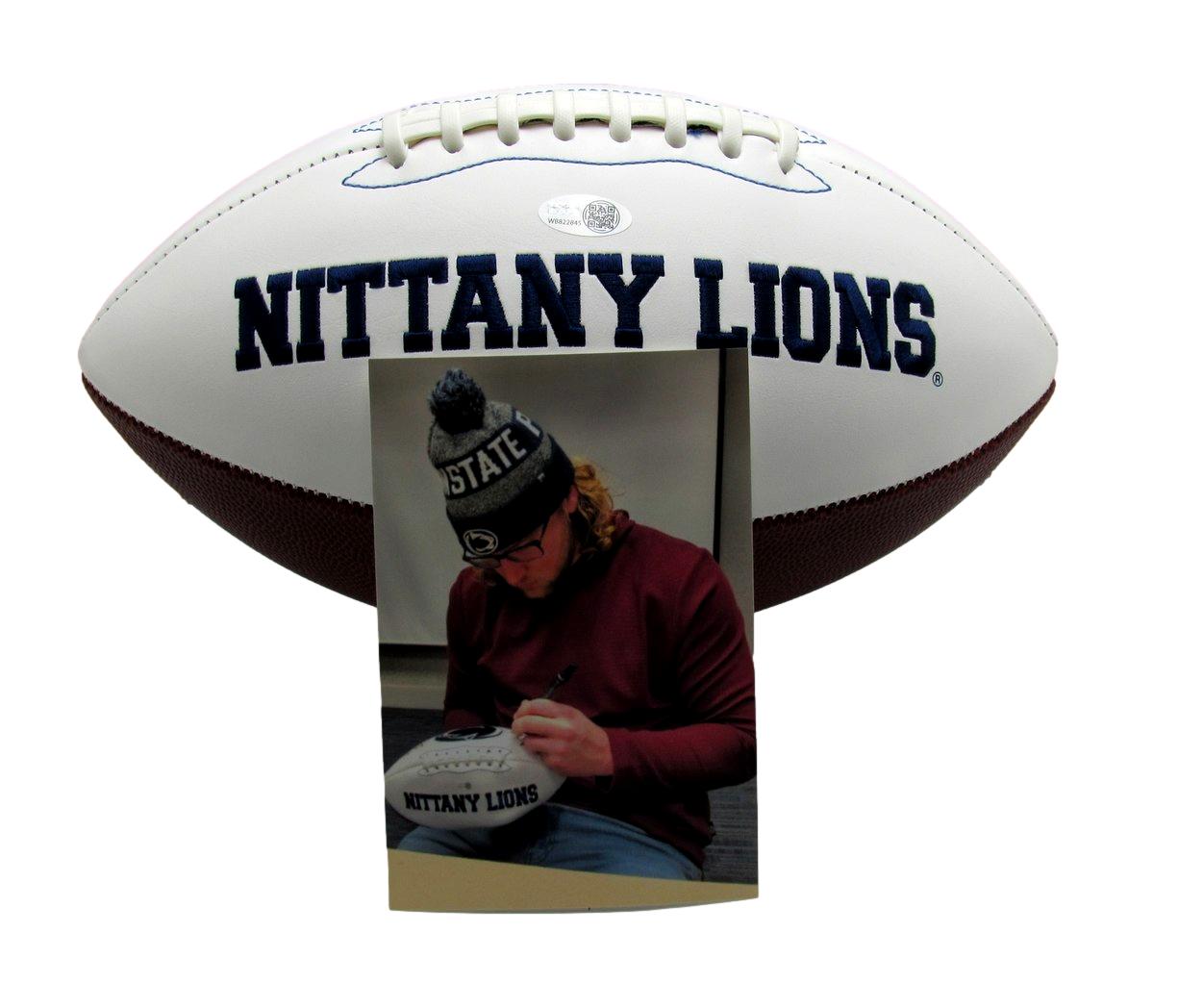 Tyler Warren Signed/Inscribed White Penn State Logo Football JSA 193104