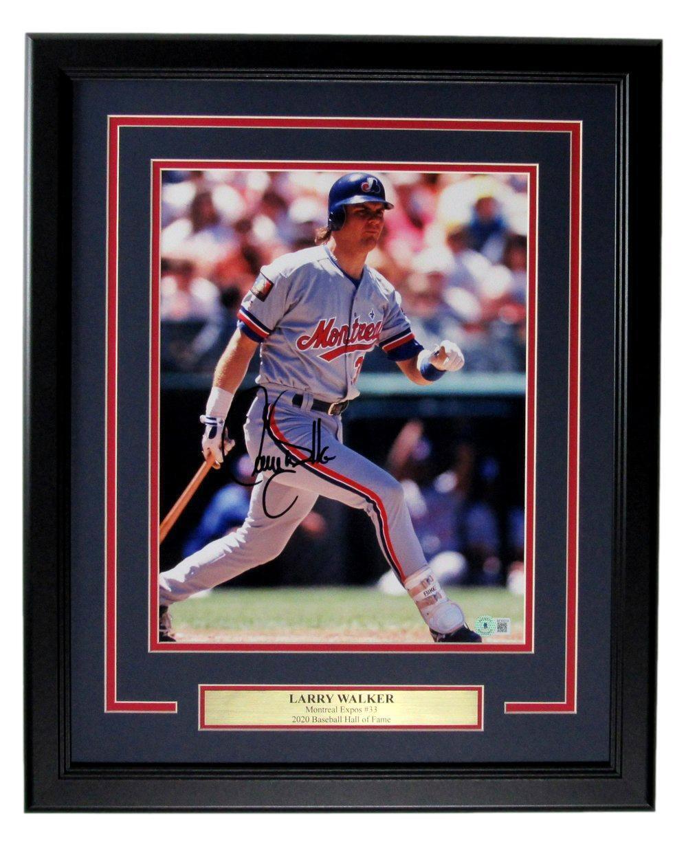 Larry Walker HOF Autographed 11x14 Photo Montreal Expos Framed Beckett