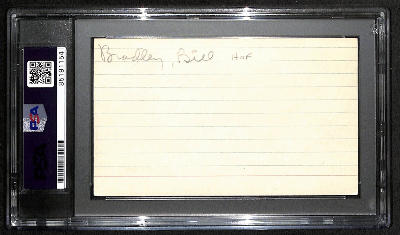 Bill Bradley HOF Signed/Auto 3x5 Index Card New York Knicks PSA/DNA 188592