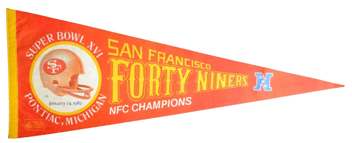 1982 NFC Champions San Francisco 49ers 30x12 NFL Felt Pennant 176864