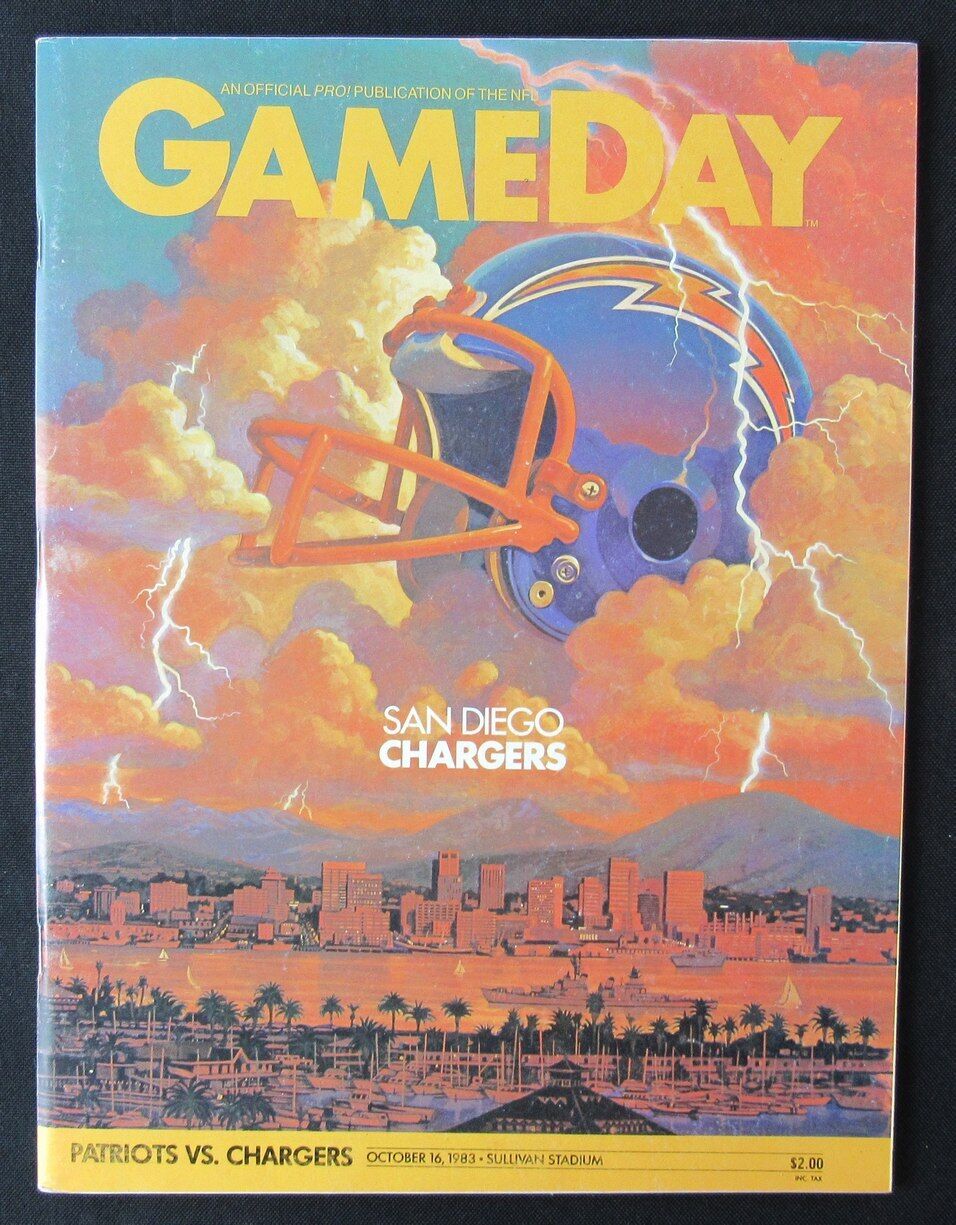 October 16, 1983 New England Patriots vs. Chargers NFL GameDay Program