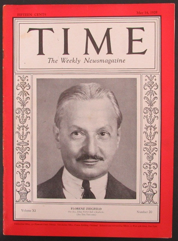 Time Magazine Vol XI No 20 May 14, 1928 Florenz Ziegfeld 183250