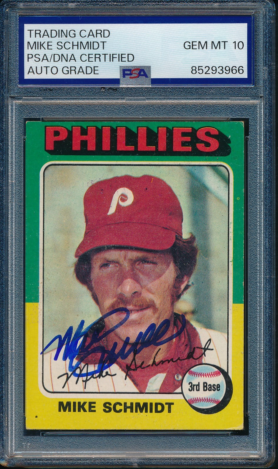 1975 Topps Mike Schmidt Phillies Card #70 Signed PSA/DNA GEM MINT 10 190426