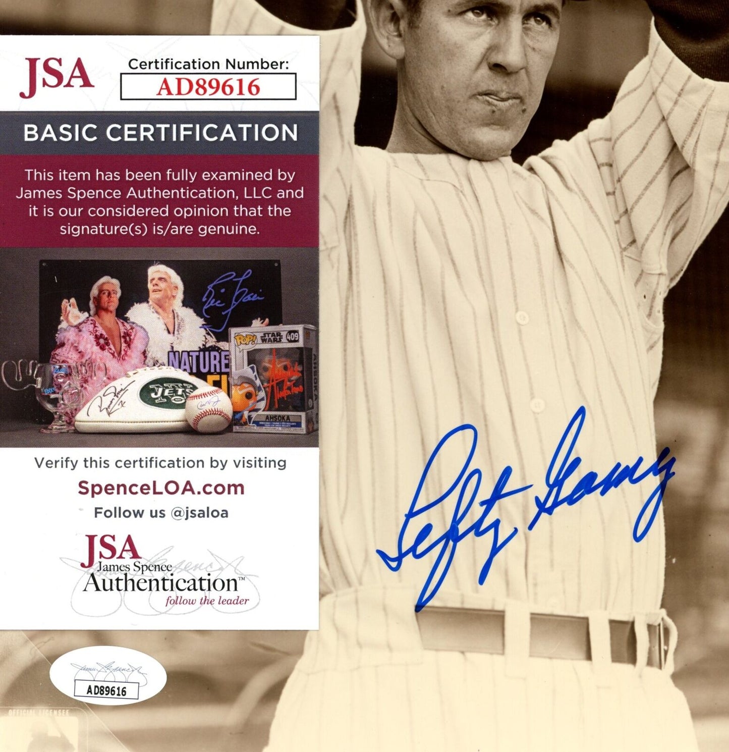 Lefty Gomez HOF Autographed 8x10 Photo New York Yankees JSA