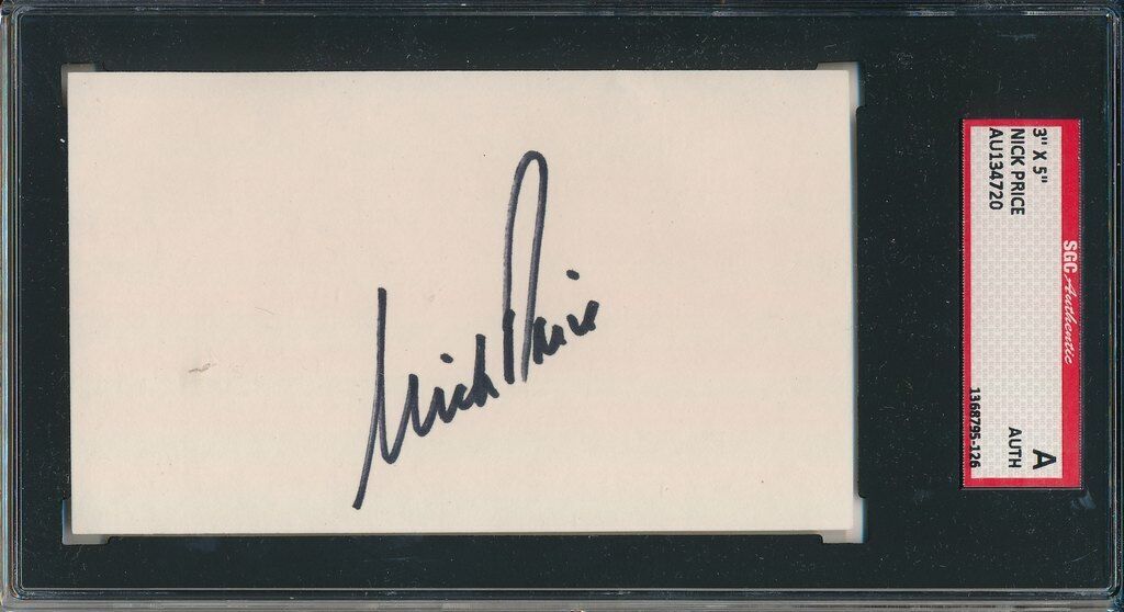 Nick Price 1993 1994 PGA Player of the Year Signed 3x5 Index Card SGC 143697