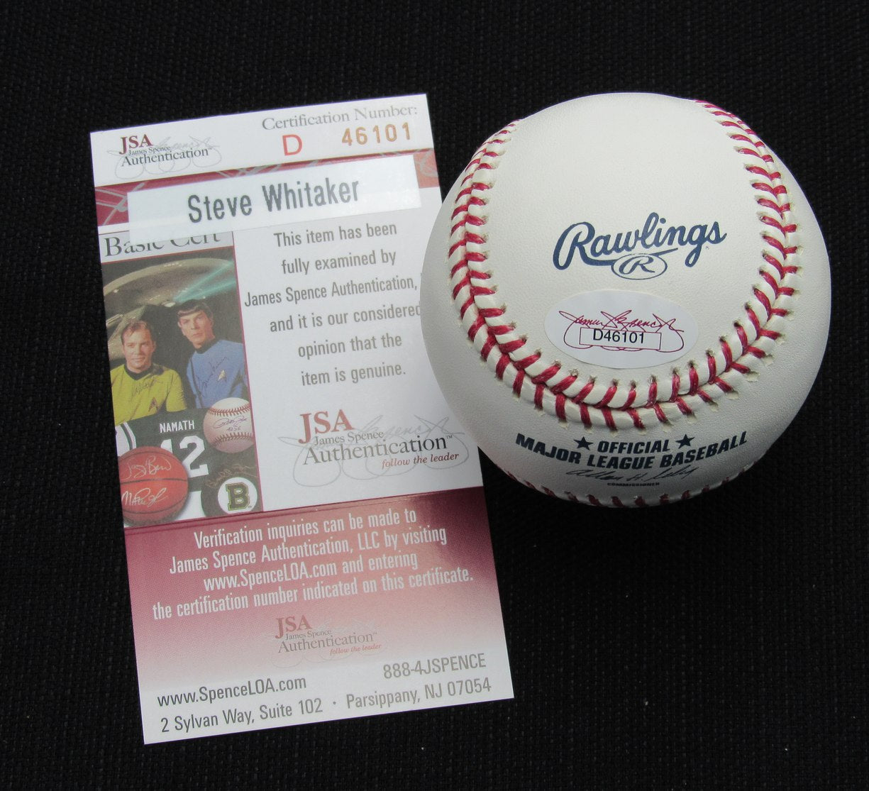 Steve Whitaker Signed/Auto Yankees 100th OML Baseball JSA Inscr 186832
