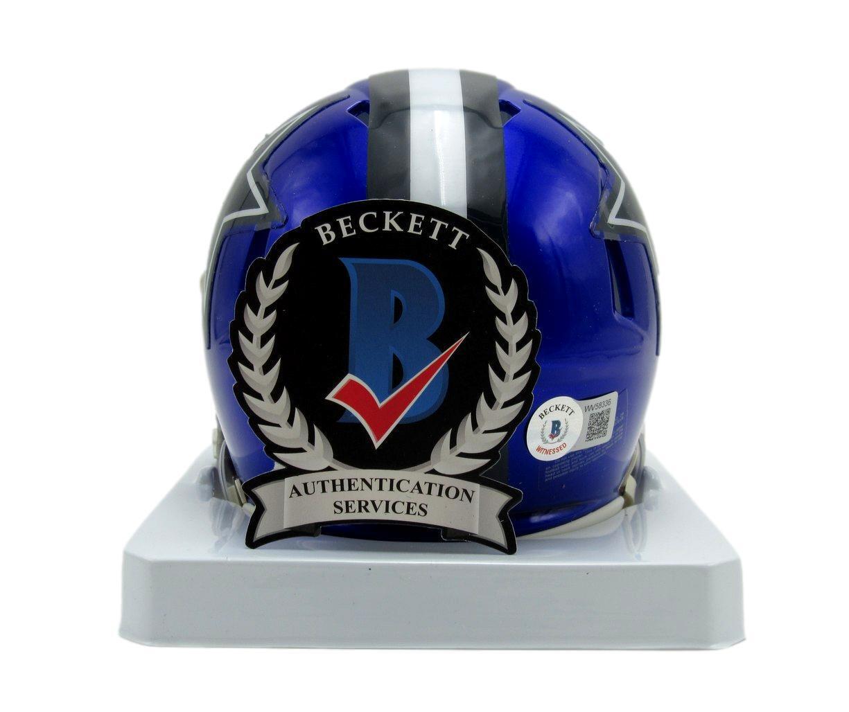Dak Prescott Autographed Flash Mini Football Helmet Dallas Cowboys Beckett