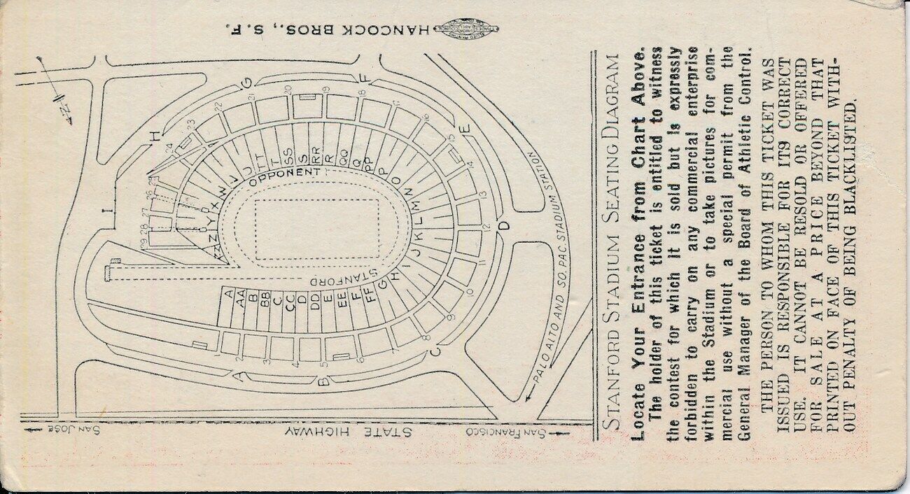 1937 USC Trojans vs. Stanford Football Game Ticket Stub 148454