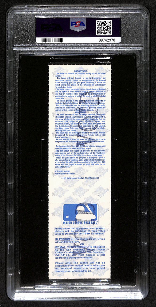 1989 World Series Game 4 Full Ticket A's vs. Giants PSA/DNA NM-MT 8 193187