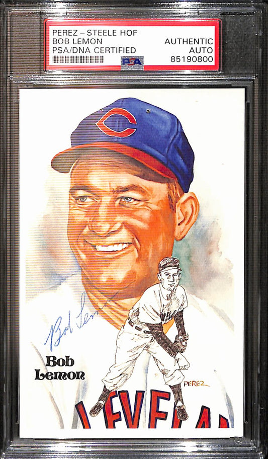 Bob Lemon HOF Signed 1981 Perez Steele Postcard Cleveland Indians PSA/DNA 187407