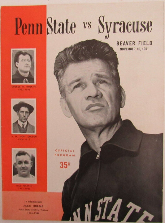 1951 Penn State vs. Syracuse College Football Game Vintage Program 156517