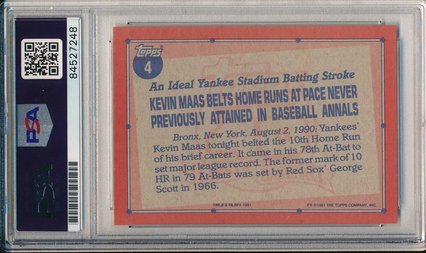 Kevin Maas Yankees Signed/Autographed 1991 TOPPS Card #4 PSA/DNA 166612