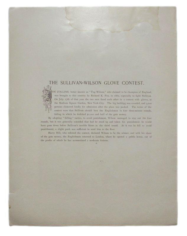 Tug Wilson Boxer 1895 Boxing Gladiators 11x15 Supplement Poster.