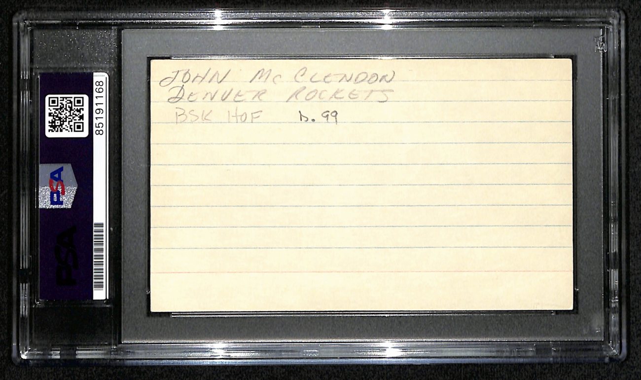 John McLendon HOF Signed/Inscribed 3x5 Index Card Denver Rockets PSA/DNA 188598