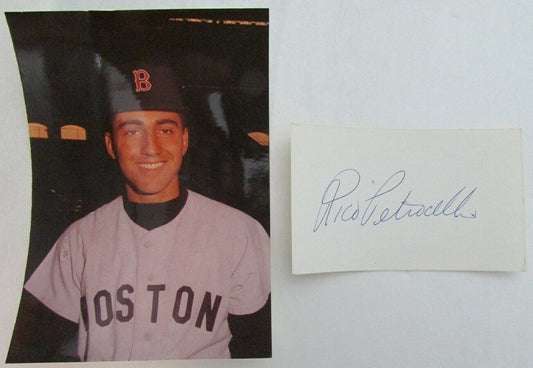 Rico Petrocelli 1967 Boston Red Sox Signed 3x5 Index Card with 5x7  Photo 158525