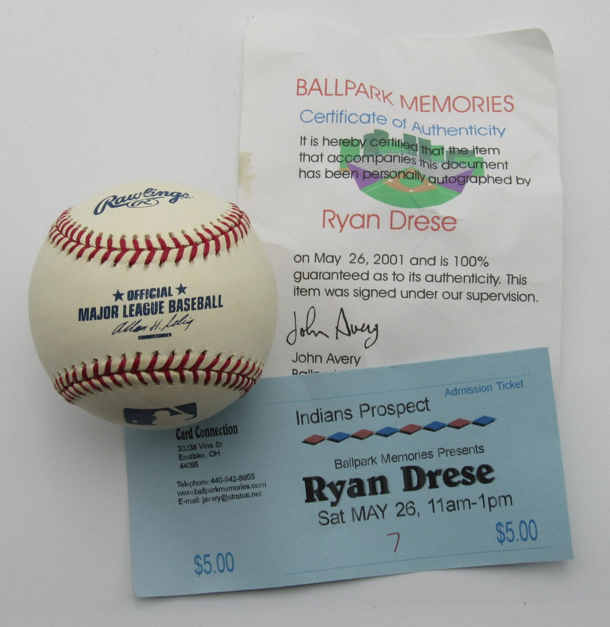 Ryan Drese Autographed OML Baseball Cleveland Indians 180037