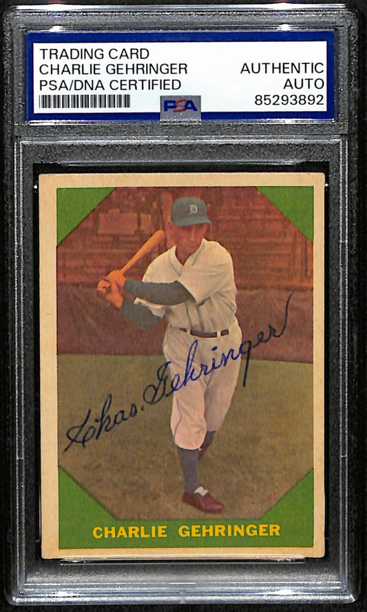 Charlie Gehringer HOF Signed/Auto 1960 Fleer Card #58 Tigers PSA/DNA 190652