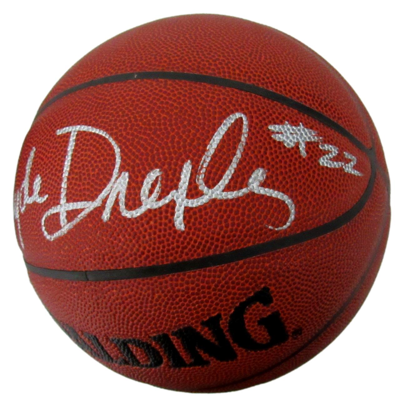 Clyde Drexler HOF Trail Blazers Signed Spalding Basketball JSA 159487