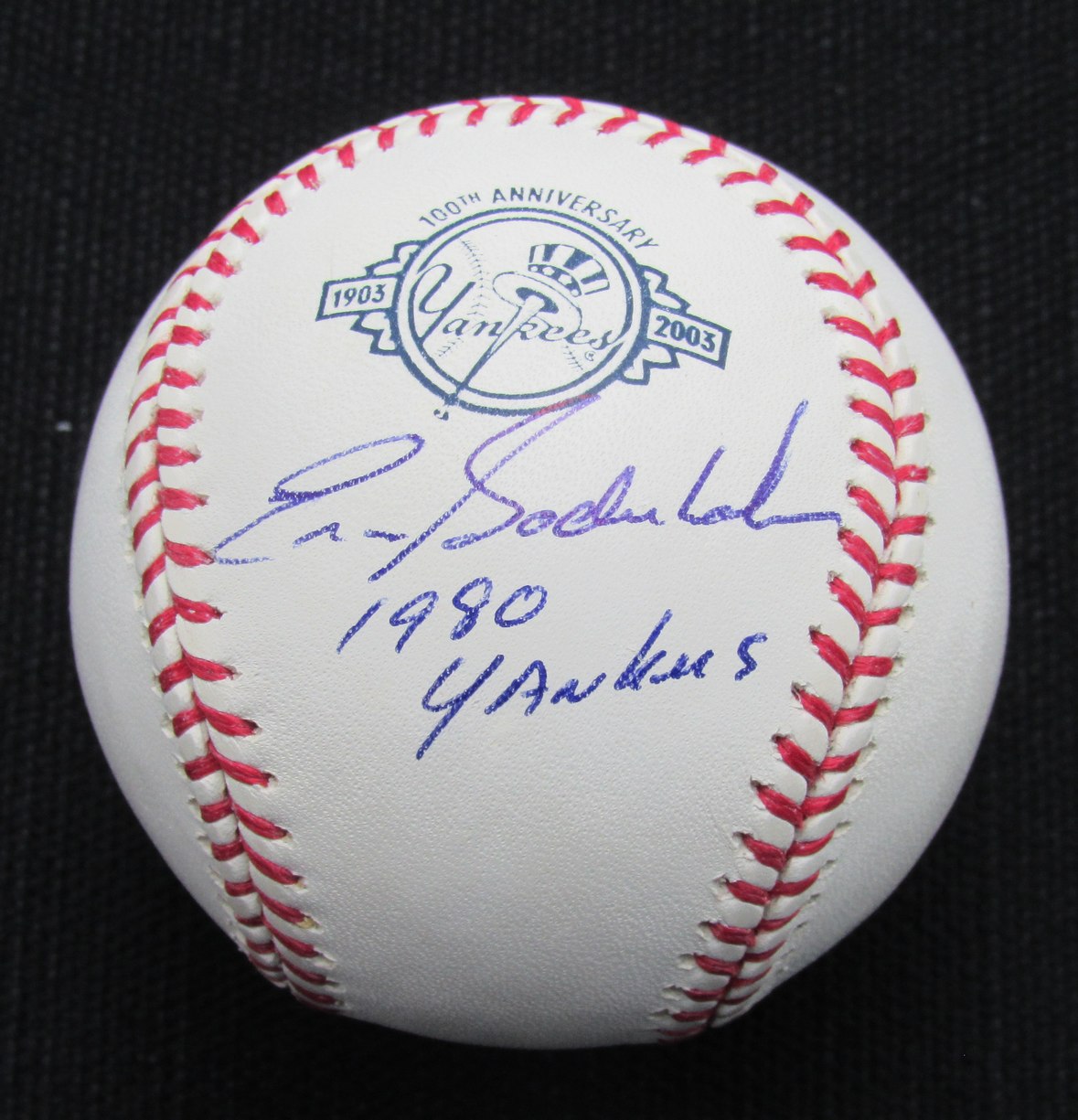 Eric Soderholm Signed/Auto Yankees 100th OML Baseball JSA Inscr 186928