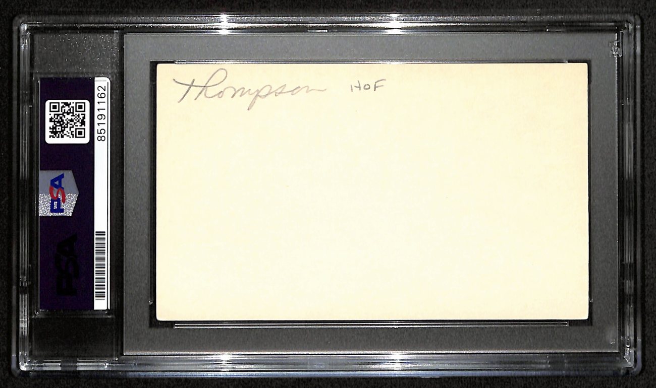 John "Cat" Thompson HOF Signed/Inscr 3x5 Index Card Montana State PSA/DNA 188596