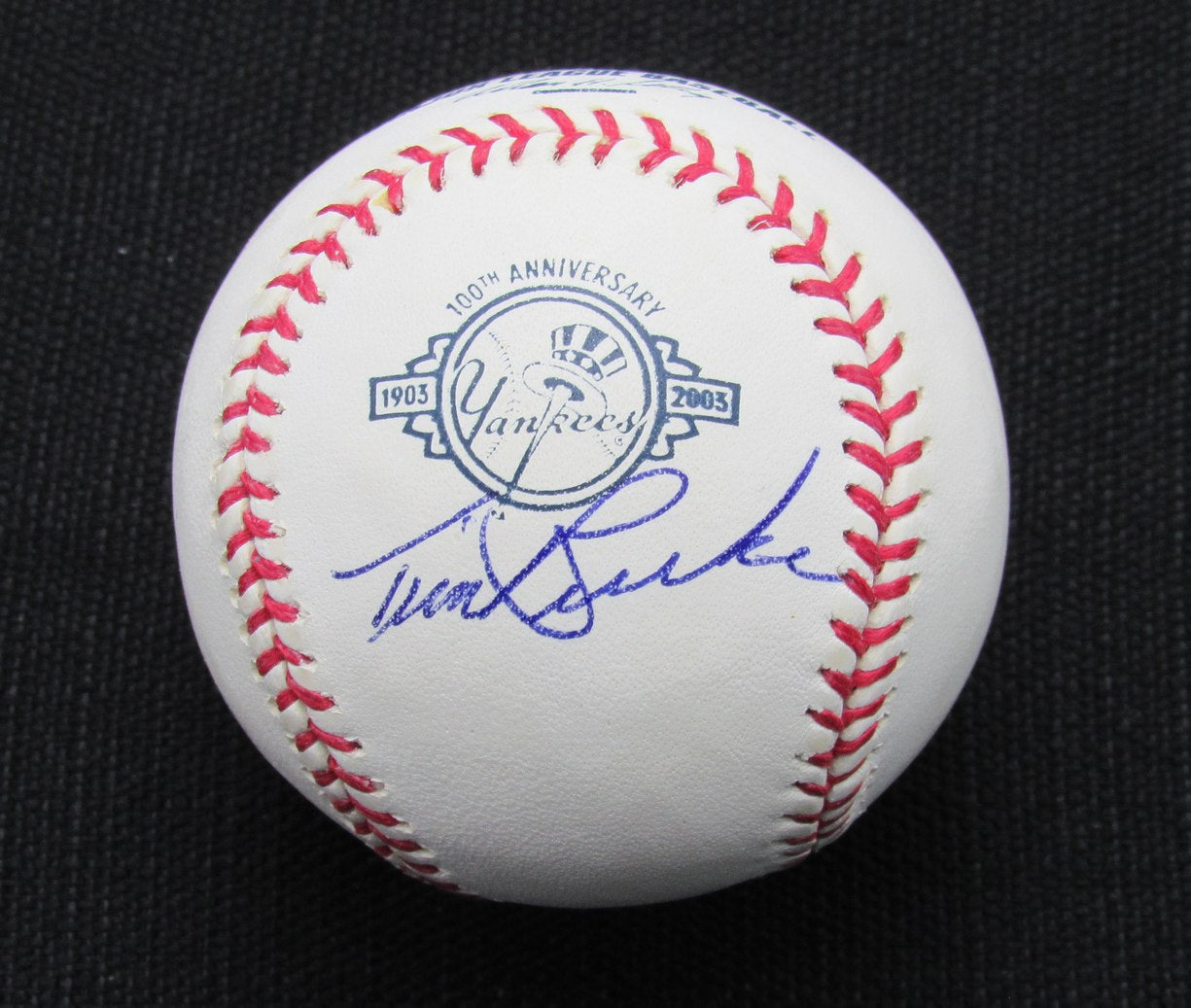 Tim Burke Signed/Auto Yankees 100th OML Baseball JSA 186733