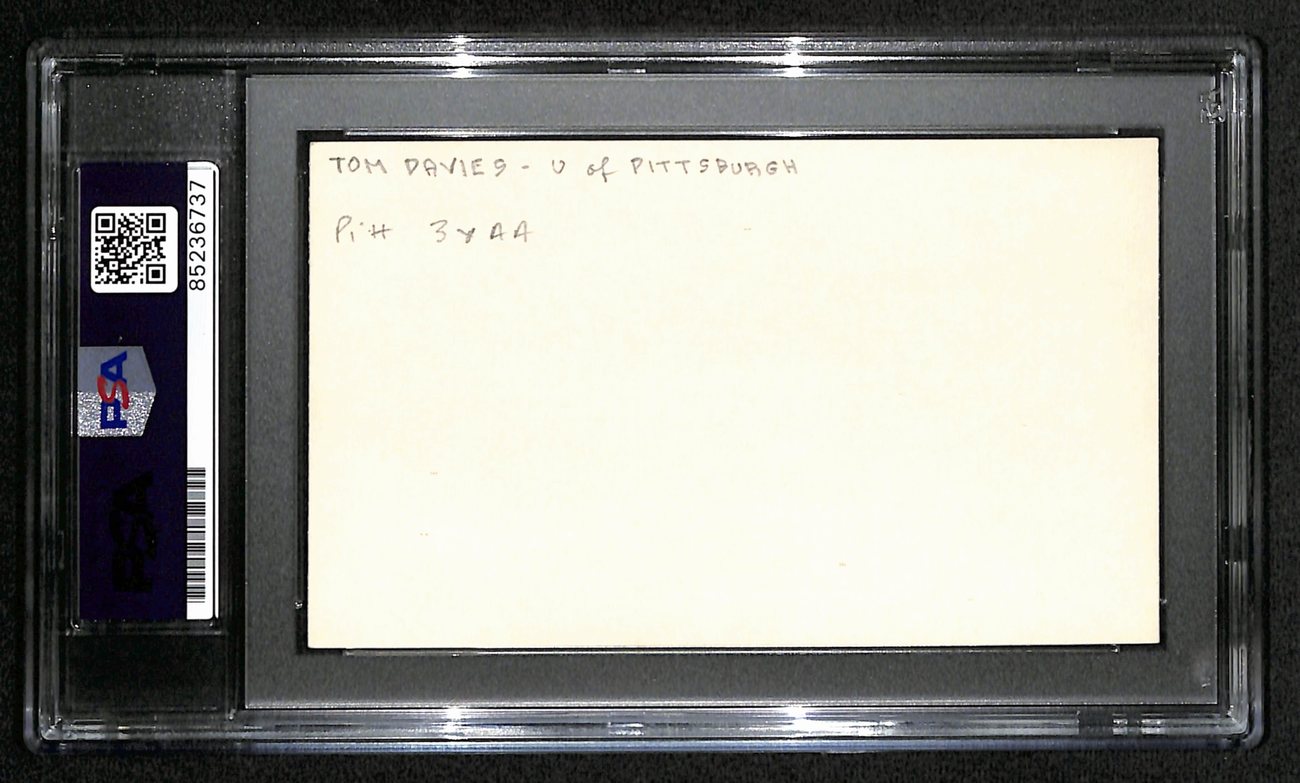 Tom Davies CFB HOF Signed 3x5 Index Card Pitt Panthers RARE PSA/DNA 189028