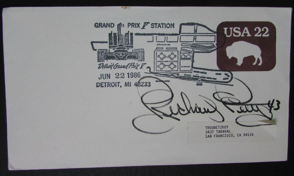 Richard Petty Hand Signed Detroit Grand Prix Cache Envelope 145407