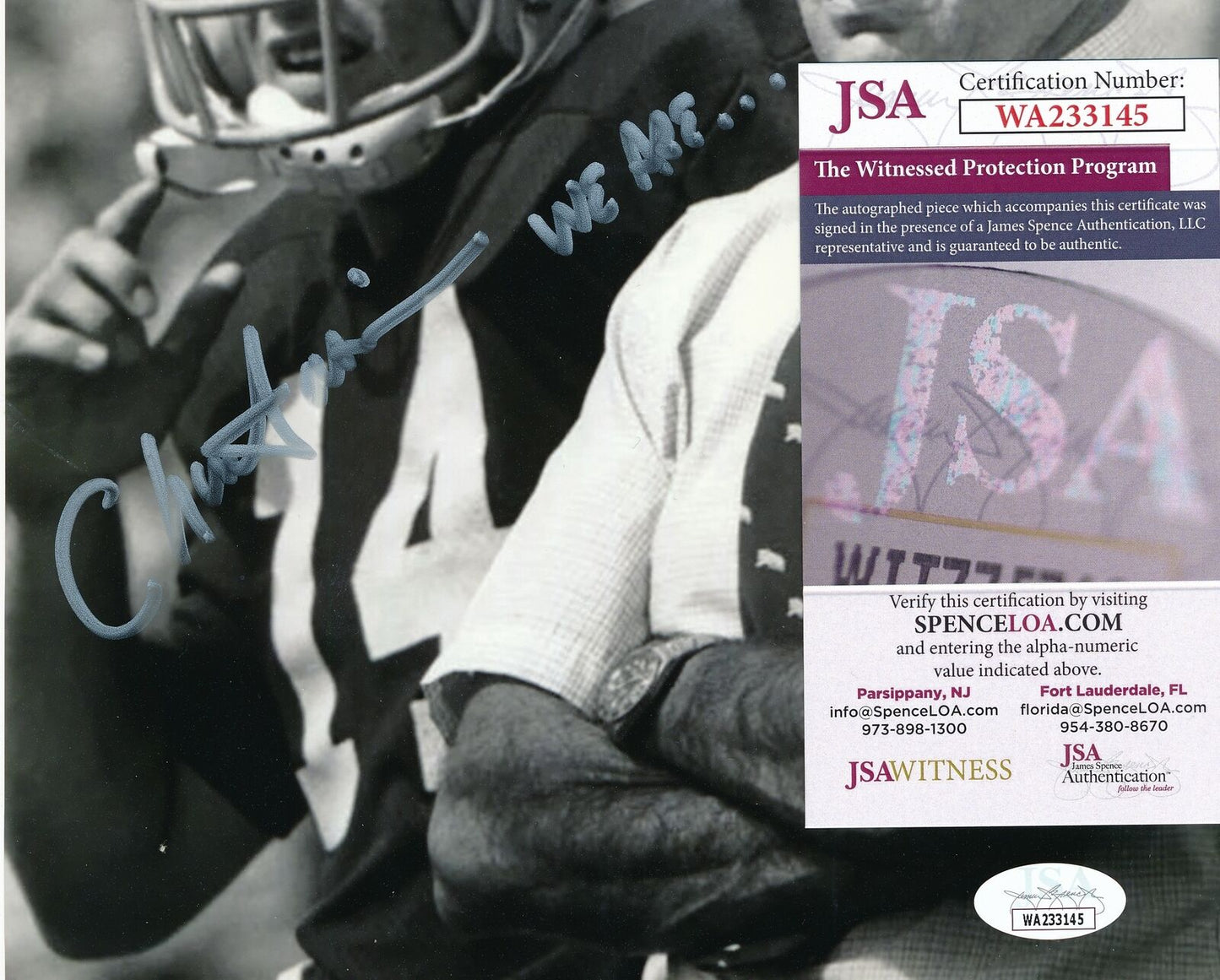 Chuck Fusina Autographed/Inscribed 8x10 Photo Penn State JSA