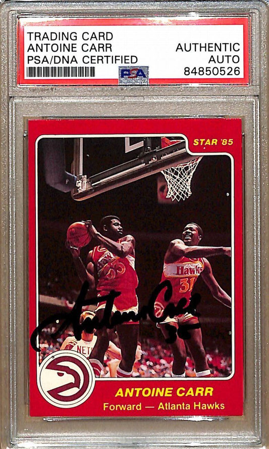 1984-85 Star Company #78 Antoine Carr Hawks Signed/Auto Card PSA/DNA 178947