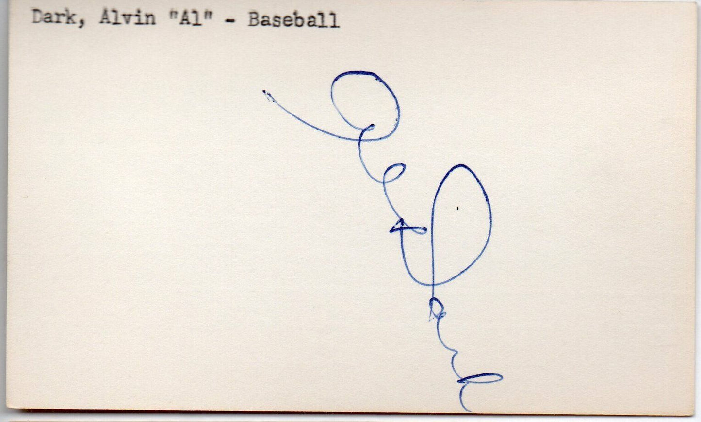 Alvin Dark d.2014 Giants/Braves/Cardinals Signed 3x5 Index Card 145398