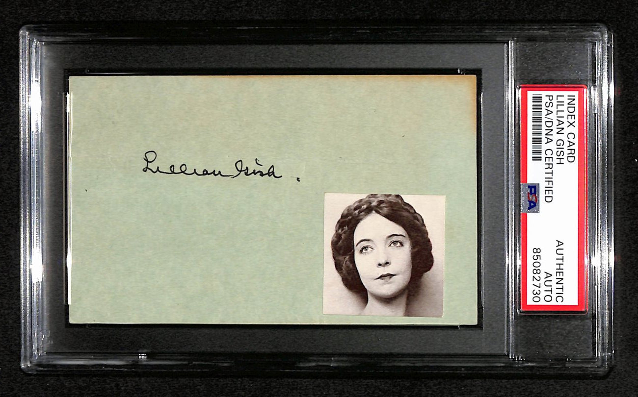 Lillian Gish Signed 3x5 Index Card w/ Photo "Birth of a Nation" PSA/DNA 183921