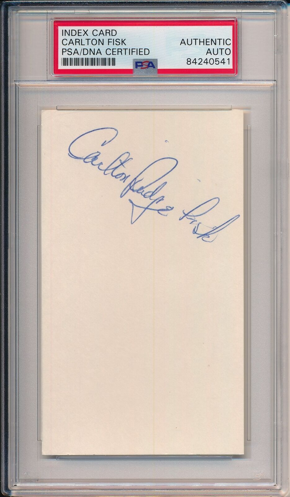 Carlton Fisk HOF Boston Red Sox Signed/Inscribed 3x5 Index Card PSA/DNA 155377