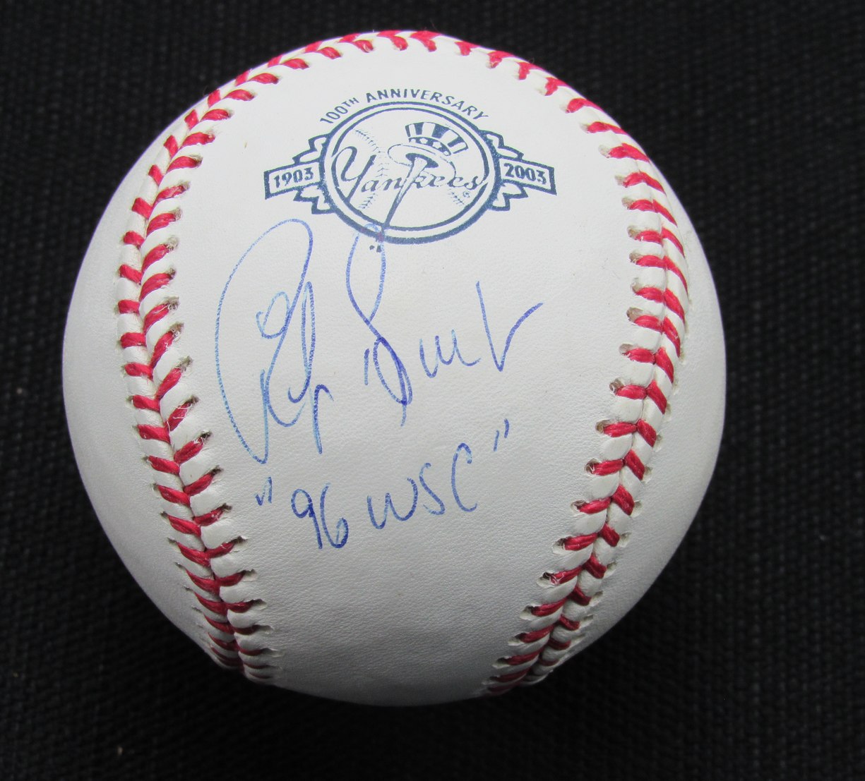 Ricky Bones Signed/Auto Yankees 100th OML Baseball MAB 187084
