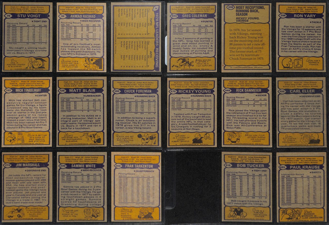 1979 TOPPS Football Minnesota Vikings Complete Team Set 17/17 Cards 189278