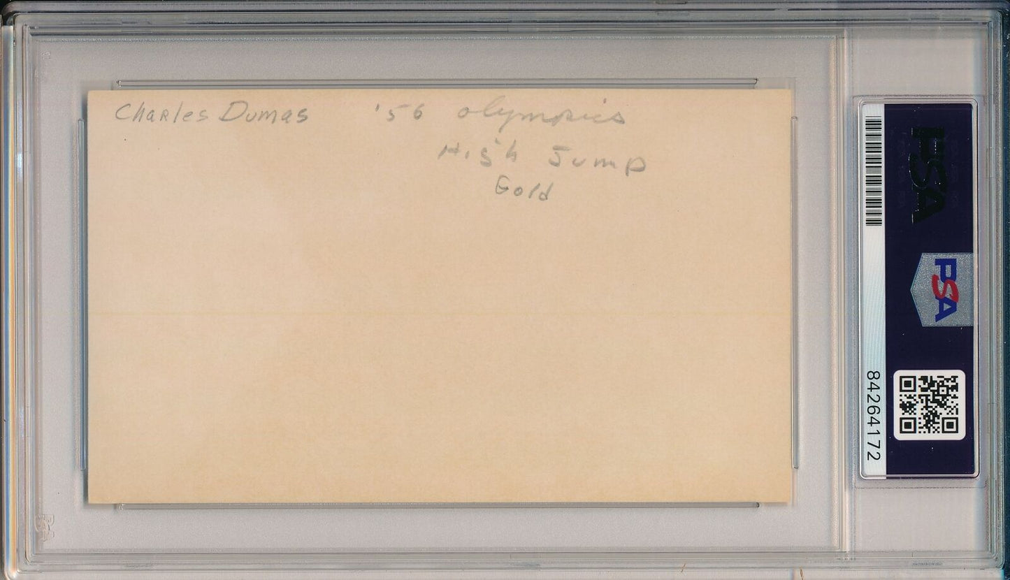 Charles Dumas USA Track Signed/Inscribed 3x5 Index Card PSA/DNA 156377