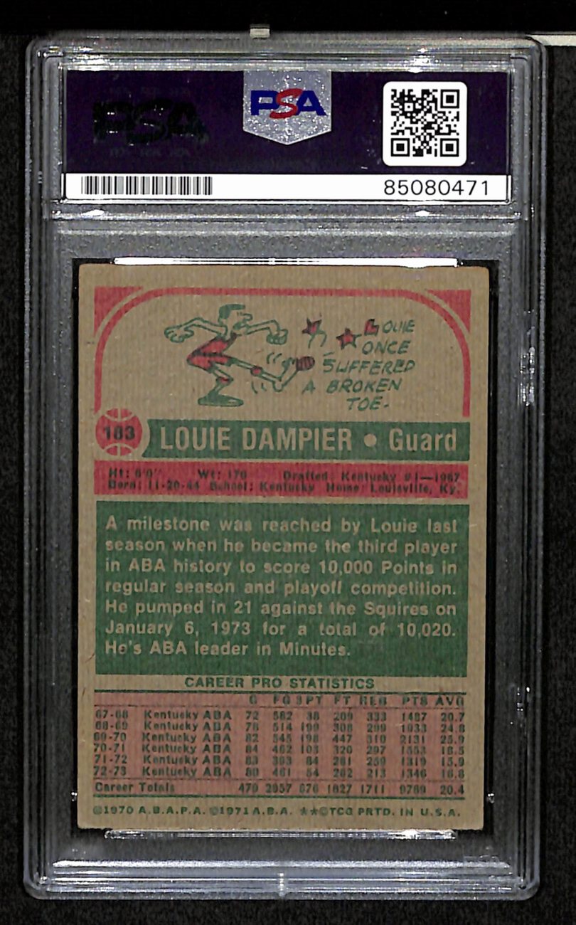 Louie Dampier HOF Signed/Auto 1973-74 Topps Card #163 Colonels PSA/DNA 185441